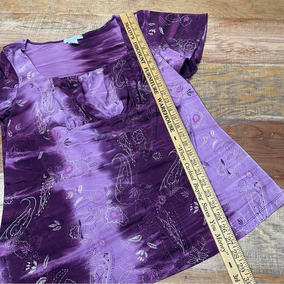 Y2K Fairycore babydoll  Flutter Top purple paisley 1X - Picture 6 of 9